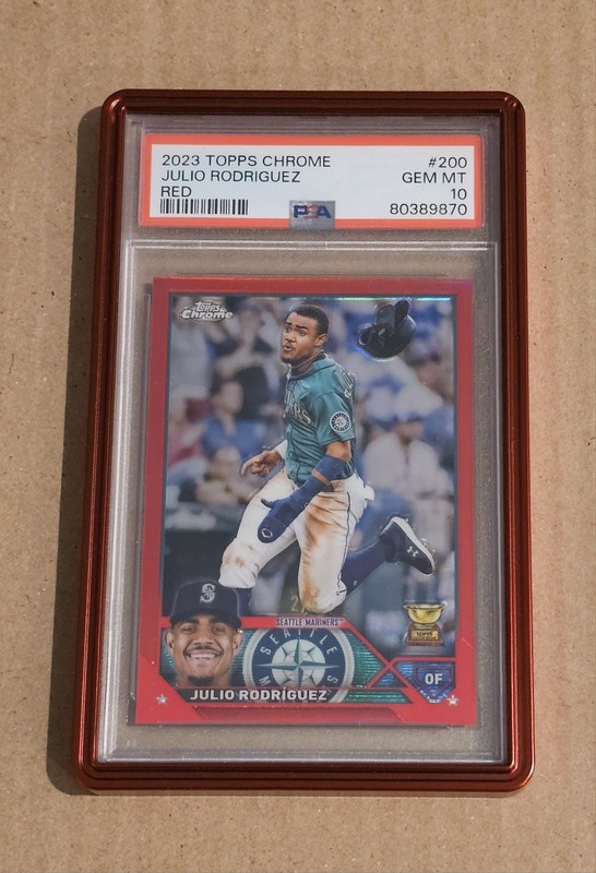 Julio Rodriguez PSA 10 Red Refractor /5 POP 1- 2023 Topps Chrome  view 2