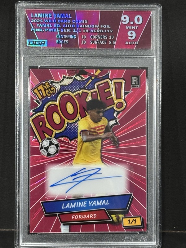 Lamine Yamal Auto 1/1  Rookie Case Hit Mint 9 Soccer World Cup Spain Wild Card￼