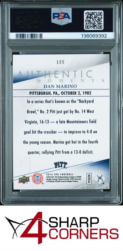 2014 SP AUTHENTIC #155 DAN MARINO HOF POP 3 PSA 9 view 2
