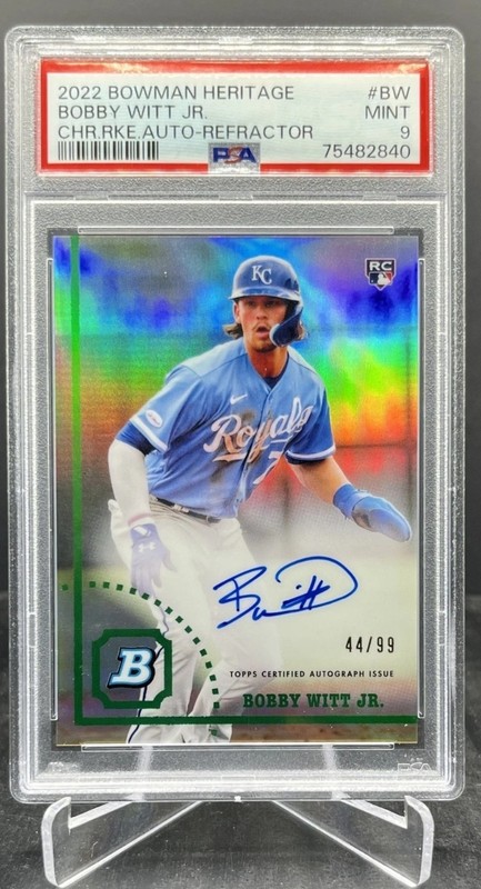 2022 Bowman Heritage Bobby Witt Jr. RC Chrome Auto Refractor /99 PSA 9 #CRA-BW
