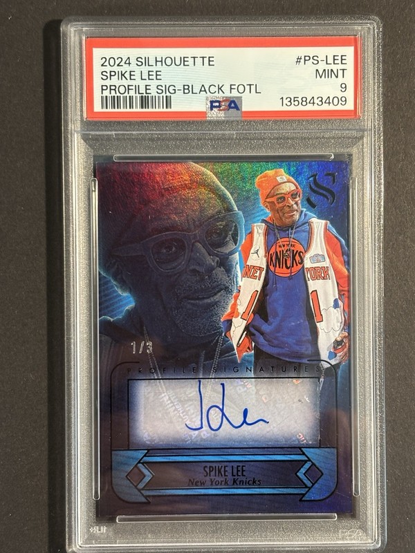 2024-25 Silhouette SPIKE LEE /3 BLACK FOTL Profile Signatures KNICKS Auto PSA 9