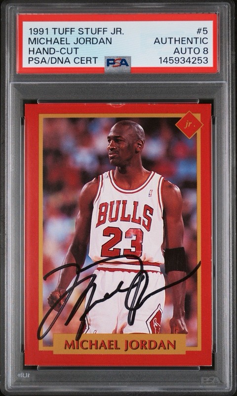 1991 TUFF STUFF JR. #5 MICHAEL JORDAN AUTO PSA AU 8 AUTOGRAPH POP 1/1 BULLS