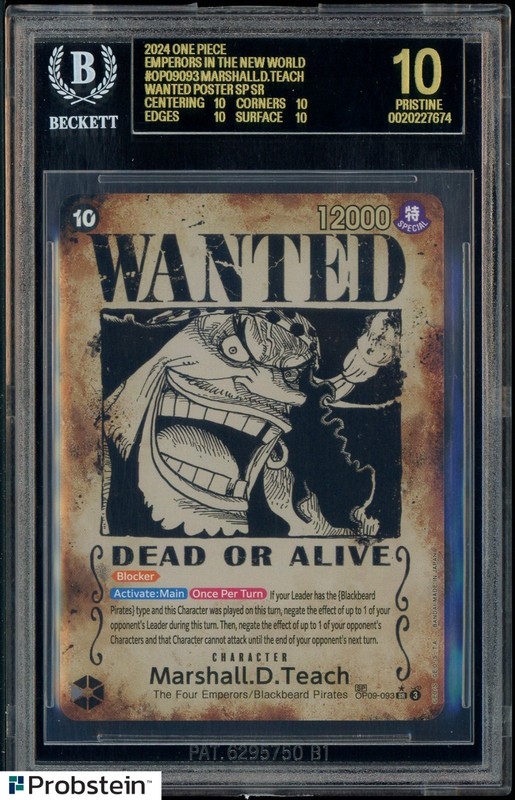 2024 One Piece Emperors/World OP09093 Marshall D Teach Wanted BGS 10 BLACK LABEL