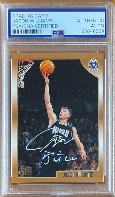 JASON WILLIAMS SIGNED w/"JWILL" 1998/99 TOPPS ROOKIE #153 PSA DNA AUTOGRAPH AUTO view 1