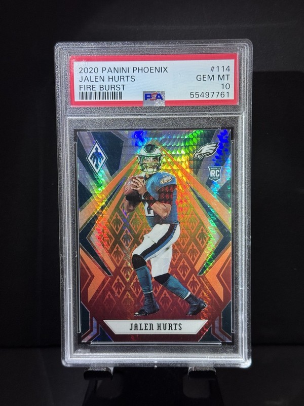 JALEN HURTS RC - 2020 Panini Phoenix Rookie #114 Fire Burst PSA 10 GEM MINT!!
