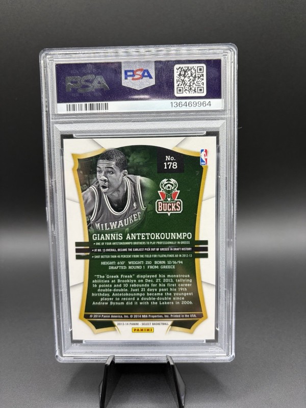 2013-14 Panini Select - Giannis Antetokounmpo #178  Rookie Card Graded PSA 9 view 2