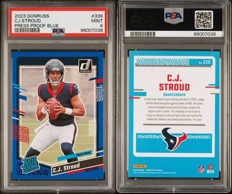 Panini Donruss C.J. Stroud Rated Rookie Press Proof Blue #339 PSA 9 Texans