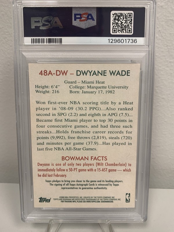 2009 Bowman 48 - Dwayne Wade Autograph PSA 10 view 2