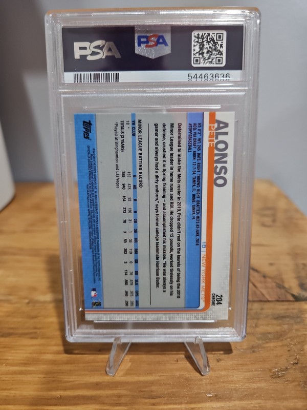 2019 Topps Chrome - Pete Alonso #204 (RC) Gem Mint PSA 10 view 2