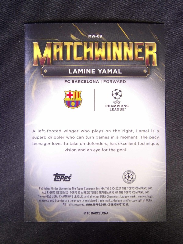 2023-24 Topps Superstar Lamine Yamal RC Rookie Matchwinner view 2