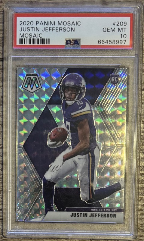 2020 PANINI MOSAIC MOSAIC #209 JUSTIN JEFFERSON ROOKIE RC PSA 10
