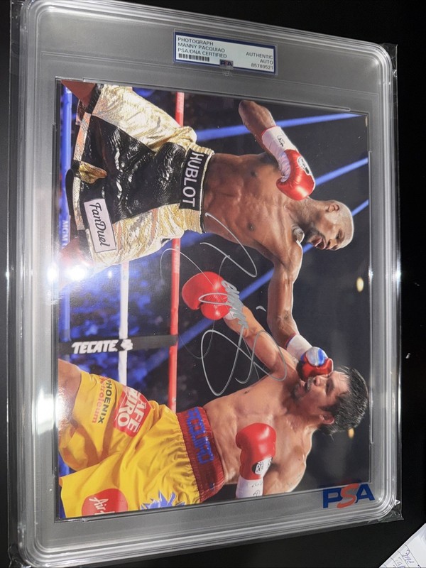MANNY PACQUIAO SIGNED AUTO 8x10 BOXING PHOTO Right Hook  PSA AUTHENTIC Slab view 2