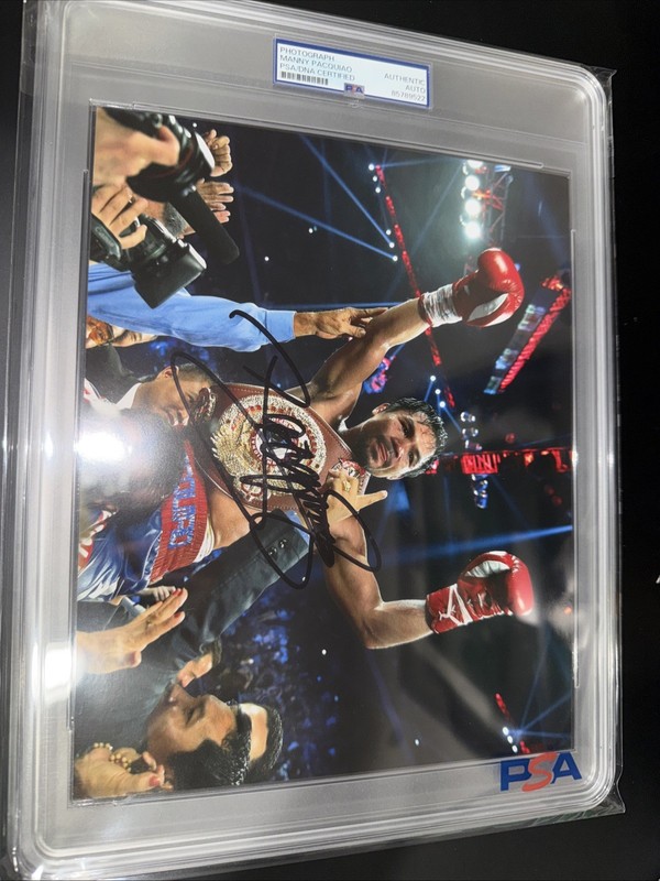 MANNY PACQUIAO SIGNED AUTO 8x10 BOXING PHOTO Right Hook  PSA AUTHENTIC Slab view 2