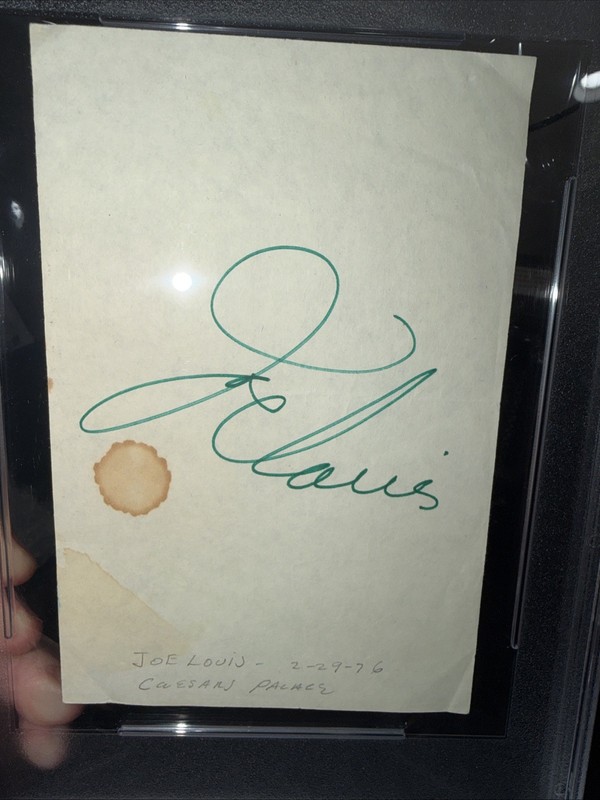 Joe Louis signed Signed Card PSA DNA Slab Boxing Auto Bold Large Blue Ballpoint view 2