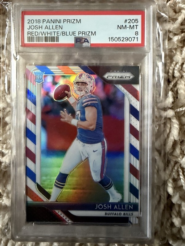 Panini 2018 Prizm Josh Allen Rookie #205 Red/White/Blue Prizm PSA 8 Bills