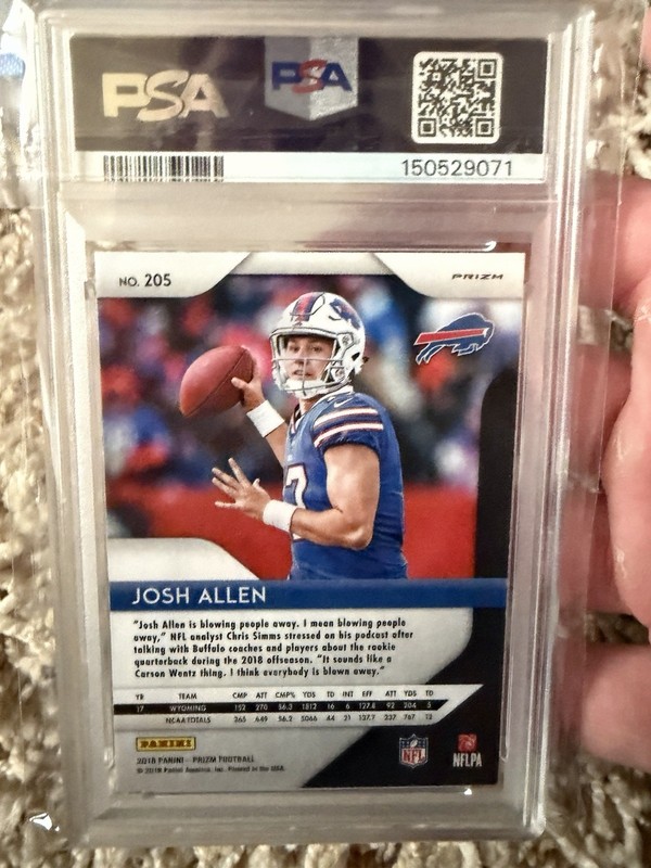 Panini 2018 Prizm Josh Allen Rookie #205 Red/White/Blue Prizm PSA 8 Bills view 2