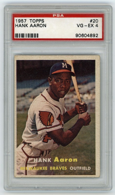 1957 BRAVES Hank Aaron Topps card #20 PSA 4 VG-EX MVP Season Milwaukee HOF