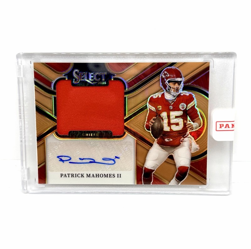 PATRICK MAHOMES II 2025 Select Jumbo Signature Swatches Auto Copper Prizm 01/49