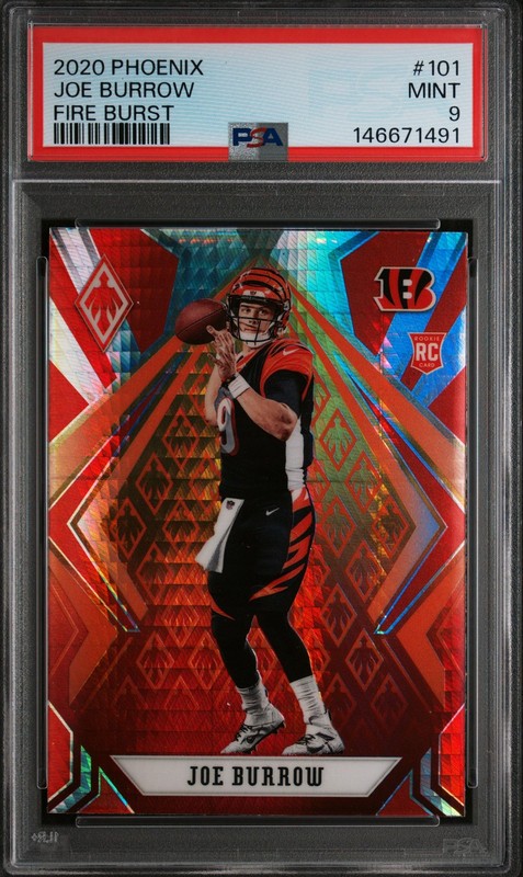 2020 Panini Phoenix JOE BURROW Fire Burst #101 PSA 9 MINT RC Rookie Card 😎