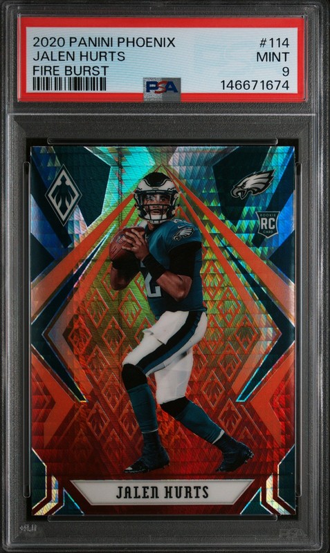2020 Panini Phoenix JALEN HURTS Fire Burst #114 PSA 9 MINT RC Rookie Card ⭐