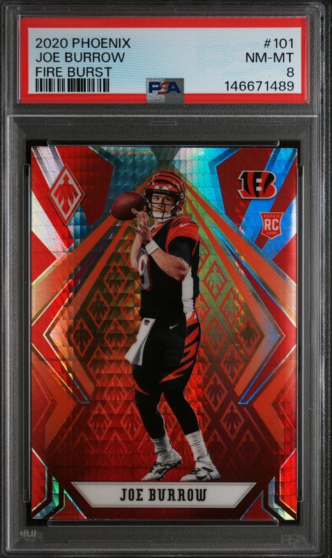 2020 Panini Phoenix JOE BURROW Fire Burst #101 PSA 8 NM-MINT RC Rookie Card 🤩