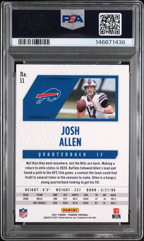 2021 Panini Phoenix JOSH ALLEN Celestial #11 PSA 8 NM-MINT 😎 view 2