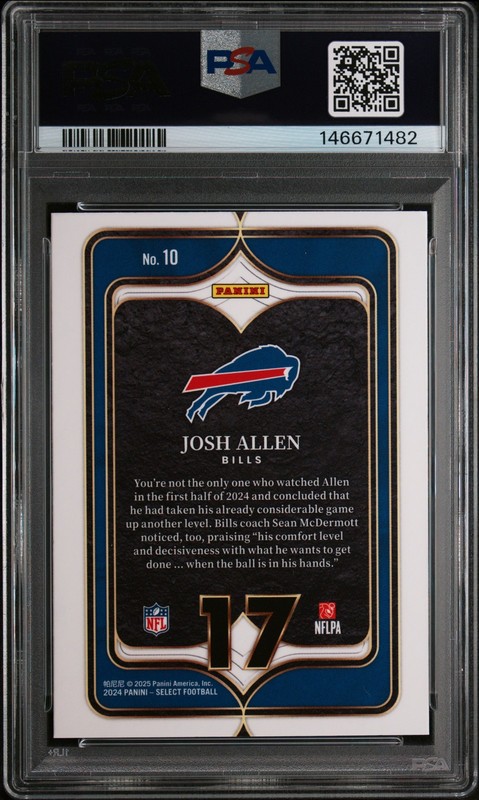 2024 Panini Select Select Numbers JOSH ALLEN #10 PSA 9 MINT ⭐ view 2