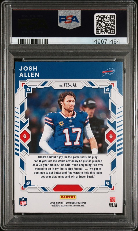 2025 Panini Donruss The Elite Series JOSH ALLEN #TES-JAL PSA 8 NM-MINT 😎 view 2