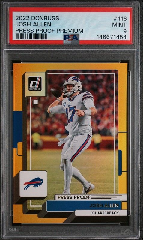 2022 Panini Donruss JOSH ALLEN Press Proof Premium #116 PSA 9 MINT 😎