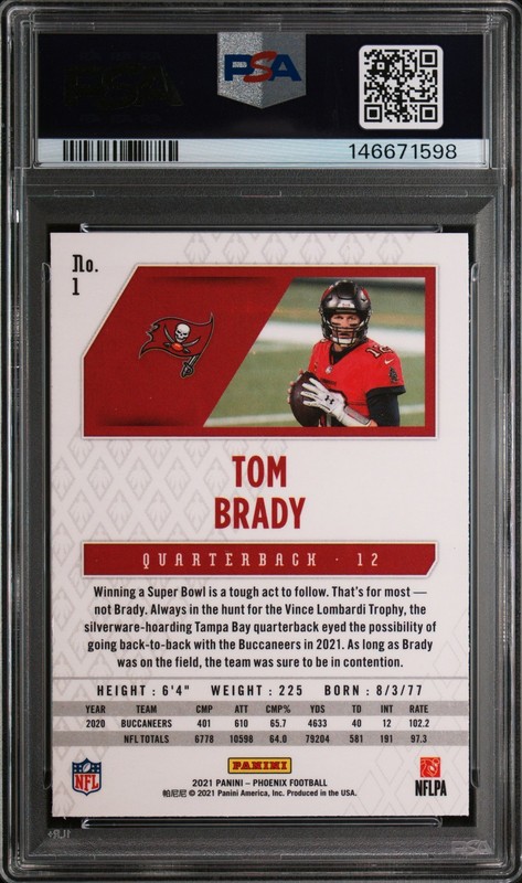2021 Panini Phoenix TOM BRADY Fire Burst #1 PSA 8 NM-MINT ⭐ view 2