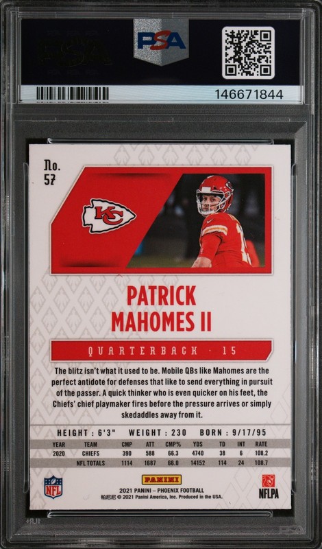 2021 Panini Phoenix PATRICK MAHOMES II Fire Burst #57 PSA 10 GEM MINT 🌟 view 2