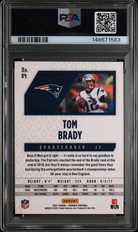 2021 Panini Phoenix TOM BRADY Fire Burst #84 PSA 6 EX-MT ⭐ view 2