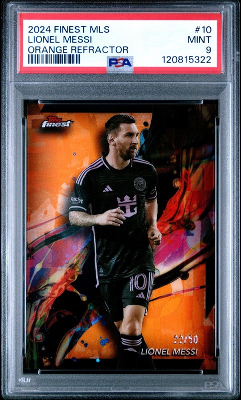 2024 Finest MLS Lionel Messi Orange Refractor #10 /50 PSA 9
