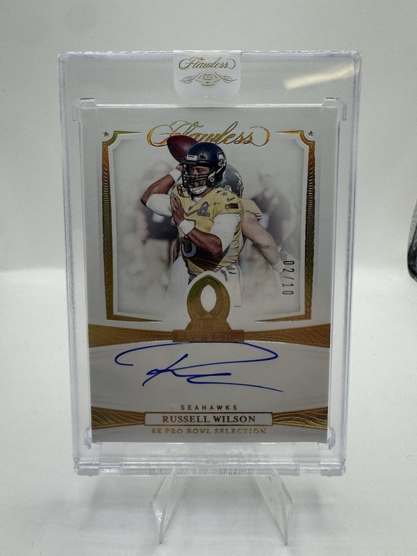 2020 Panini Flawless Pro Bowl Ink Gold /10 #PBI-RWI Russell Wilson Auto Encased