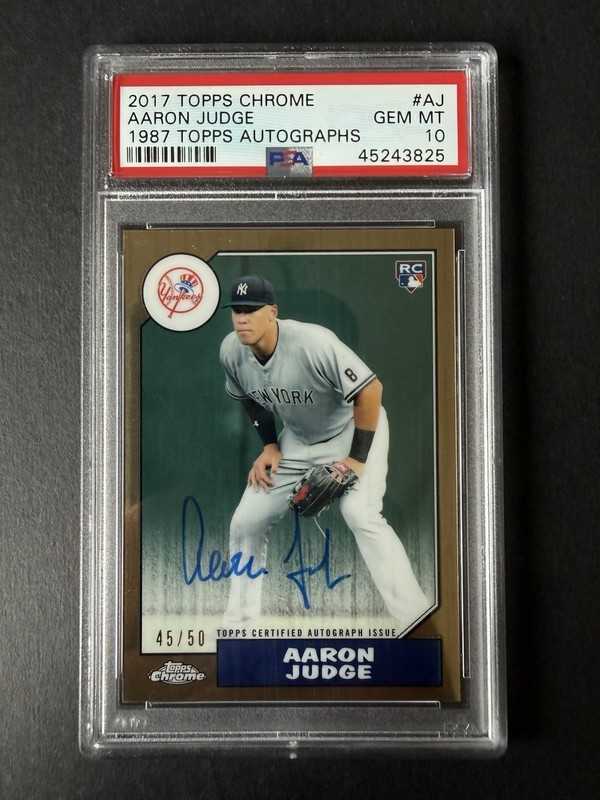 AARON JUDGE 2017 Topps Chrome 87’ AUTO #87TA-AJ Gold /50 PSA 10 YANKEES CAPTAIN
