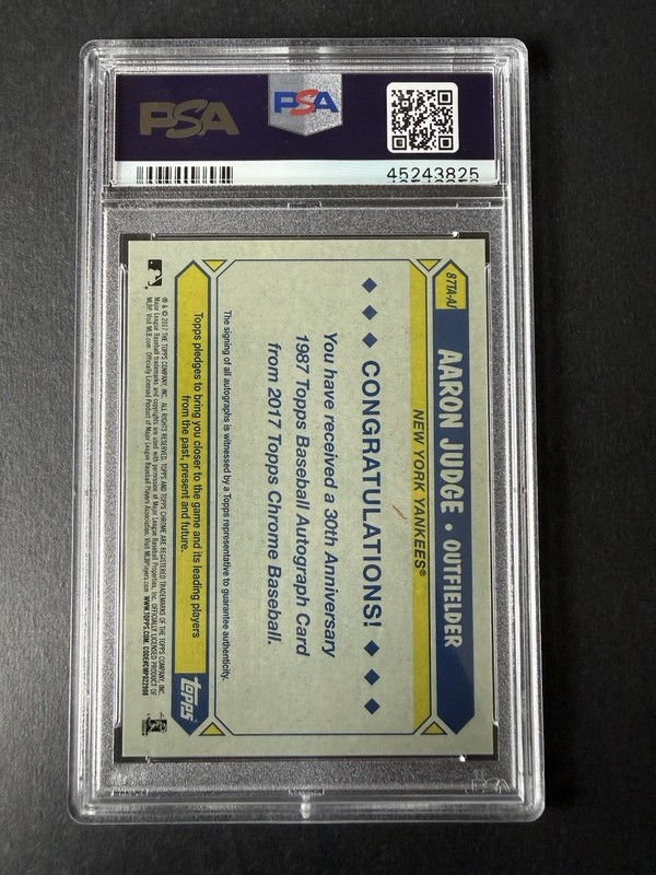 AARON JUDGE 2017 Topps Chrome 87’ AUTO #87TA-AJ Gold /50 PSA 10 YANKEES CAPTAIN view 2