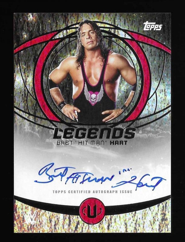Bret "Hit Man" Hart 2025 Topps WWE Universe Autograph Legends Red Flare #06/10