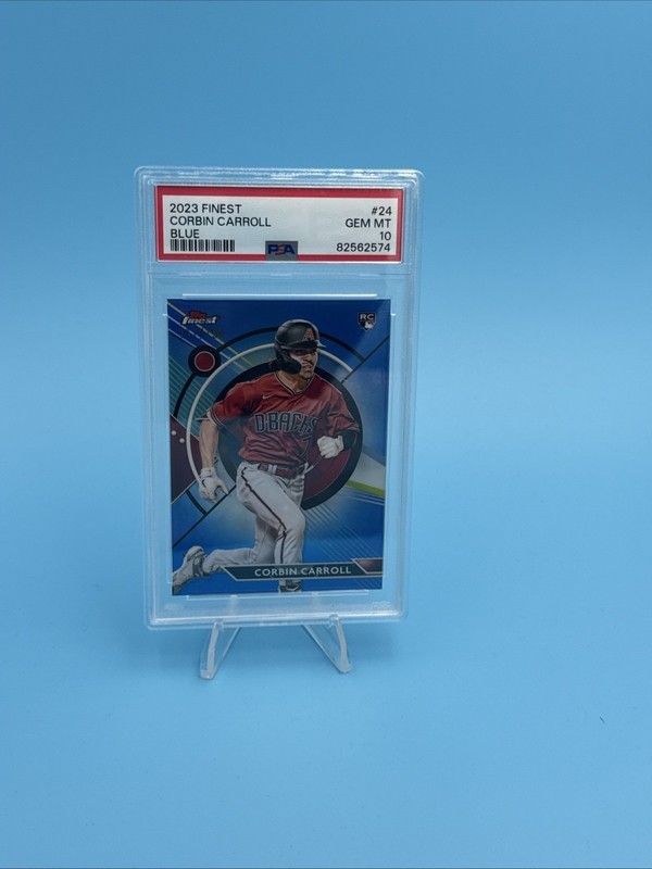 2023 Topps Finest - Corbin Carroll #24 Blue Refractor /150 (RC) PSA 10 🔥 view 1