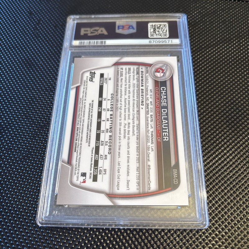 2023 Bowman Mega Chase Delauter Auto PSA 10 view 2