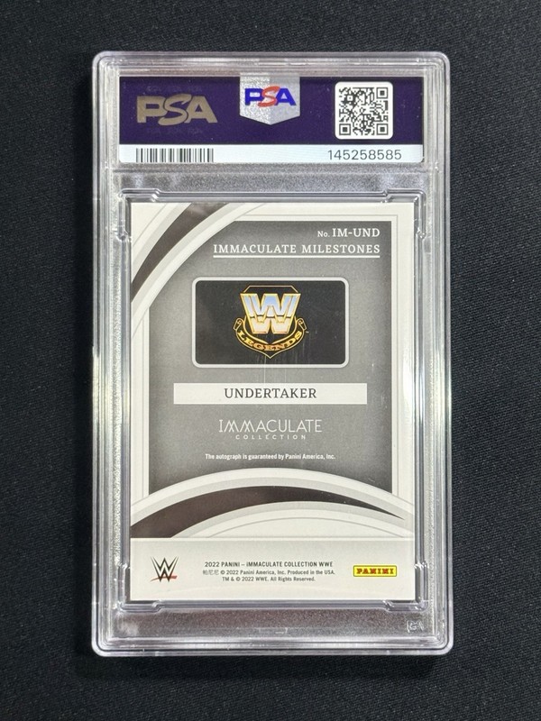 2022 Panini Immaculate WWE Undertaker Milestones On-Card Auto #/49 PSA AUTH 10 view 2