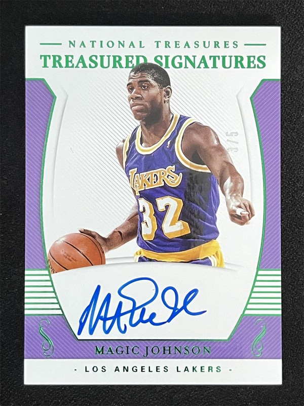 2018-19 Panini National Treasures Magic Johnson #TS-MJS Green Signatures Auto /5