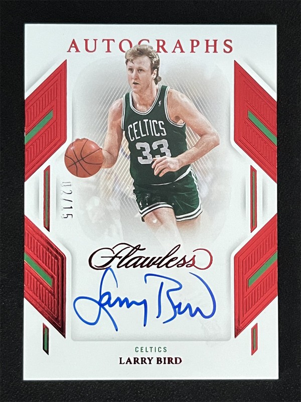 2022-23 Panini Flawless Basketball Larry Bird #FA-LBD Ruby Auto Celtics /15