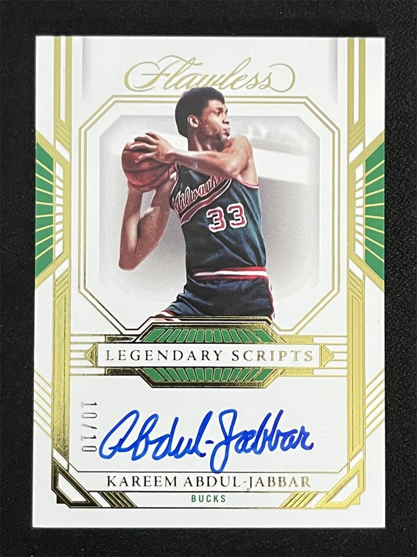 10/10 ! 2022-23 Panini Flawless Kareem Abdul-Jabbar Gold Legendary Scripts Auto