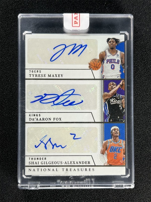 2023-24 National Treasures Tyrese Maxey/Fox/Gilgeous-Alexander Triple Auto /10