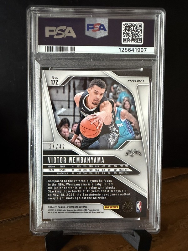 2024-25 Panini Prizm - Victor Wembanyama #172 Pink Pulsar Prizm /42 PSA 10 Pop 1 view 2