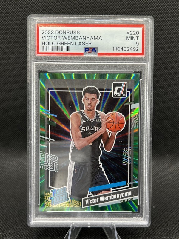 2023-24 Donruss Victor Wembanyama Holo Green Laser #220 PSA 9 San Antonio Spurs