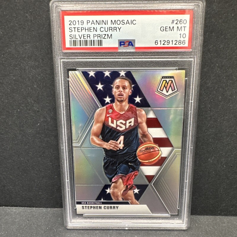 Stephen Curry 2019-20 Panini Mosaic Silver Prizm #260 USA Basketball GEM PSA 10