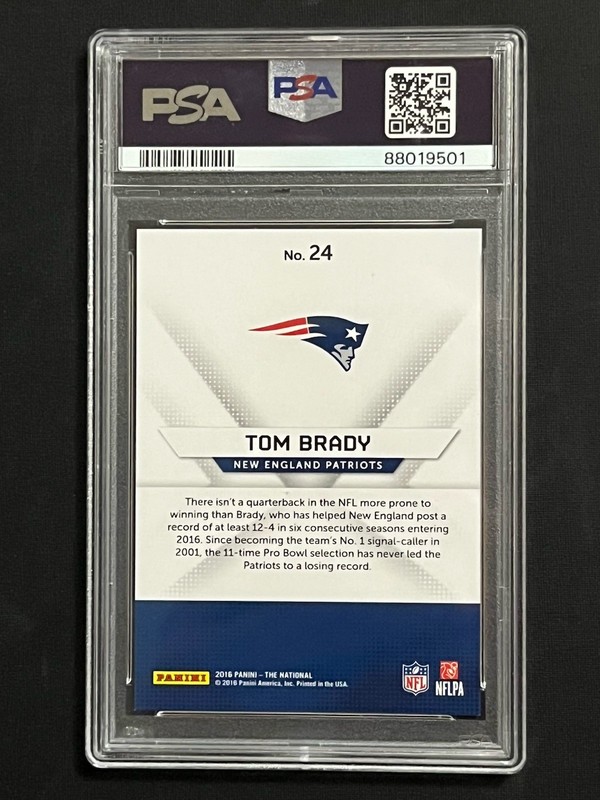 2016 Panini The National Tom Brady #24 Hyper Plaid /99 PSA 9 view 2