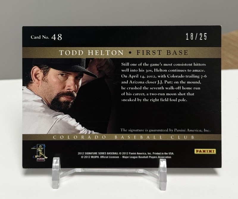 2012 Signature Series MLBPA Logo Signatures 18/25 Todd Helton Patch Auto view 2