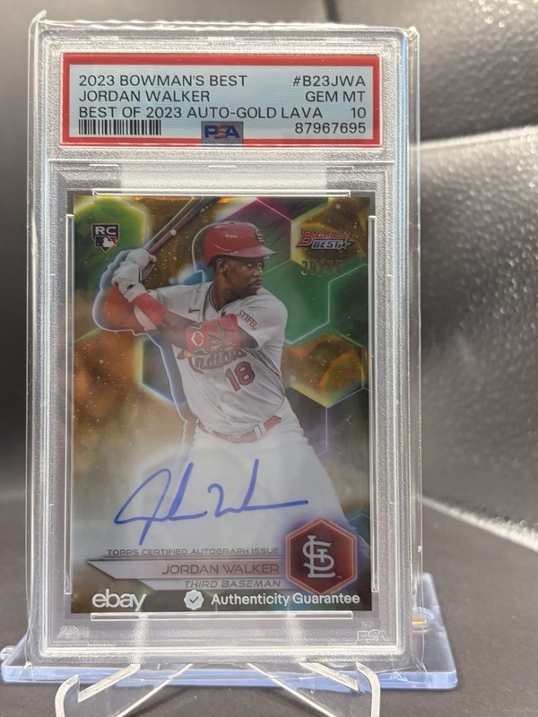 2023 Bowman’s Best Jordan Walker Gold Lava Auto RC #/75 PSA Gem 10 Pop 4
